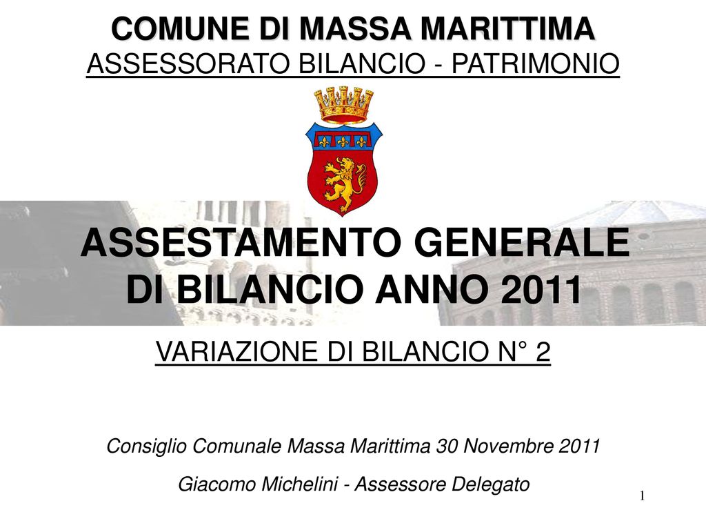 Comune Di Massa Marittima Assestamento Generale Di Bilancio Anno Ppt